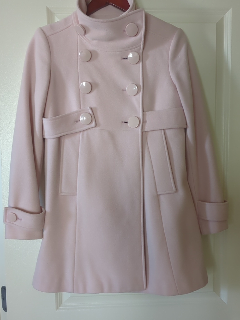 bebe Double-Breasted Light Pink Pea Coat